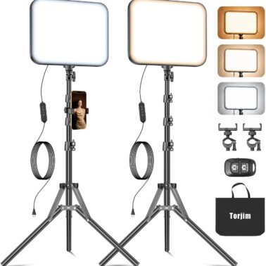 Torjim 12 Inch Video Light Kit for Creators | 30W High Brightness | Studio Lights with Tripod Stand & Phone Holder | 3000-6500K Adjustable Photography Lighting for YouTube Streaming Home Studio
